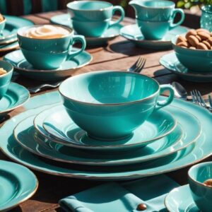 Turkusowe naczynia do stołu