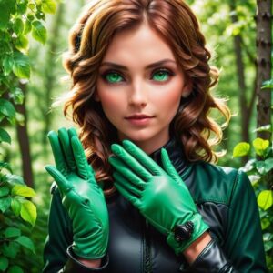 Zielone rękawiczki skórzane